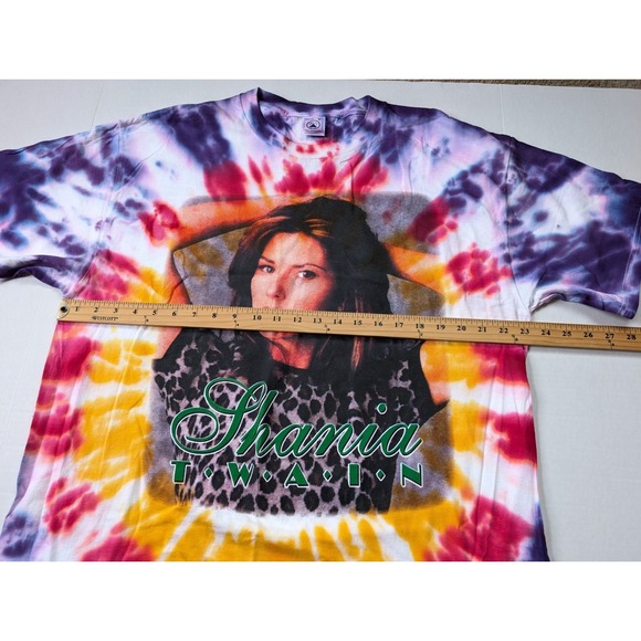 Vintage Shania Twain Tie-Dye Shirt Mens XL 1998 Tour Tee Double Sided - Picture 4 of 7